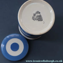 Load image into Gallery viewer, Rarer 1930s TG Green CORNISHWARE Tall Lidded Canister for TAPIOCA. 5 1/2 Inches in Height. Black Shield Mark

