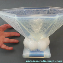 Load image into Gallery viewer, LARGE 1930s Art Deco ETLING Glass Decorative Bowl or Vase. Hexagonal Shape with Cute  
