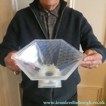 Load image into Gallery viewer, LARGE 1930s Art Deco ETLING Glass Decorative Bowl or Vase. Hexagonal Shape with Cute  
