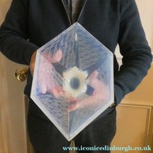 Load image into Gallery viewer, LARGE 1930s Art Deco ETLING Glass Decorative Bowl or Vase. Hexagonal Shape with Cute  
