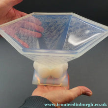 Load image into Gallery viewer, LARGE 1930s Art Deco ETLING Glass Decorative Bowl or Vase. Hexagonal Shape with Cute  
