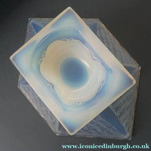 Load image into Gallery viewer, LARGE 1930s Art Deco ETLING Glass Decorative Bowl or Vase. Hexagonal Shape with Cute  
