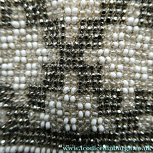 Load image into Gallery viewer, Vintage WHITE Art Deco Beaded Evening Bag with Chrome Clasp and Chain Handles; 1930s

