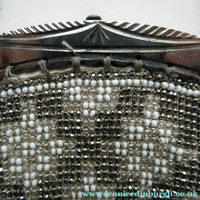 Load image into Gallery viewer, Vintage WHITE Art Deco Beaded Evening Bag with Chrome Clasp and Chain Handles; 1930s
