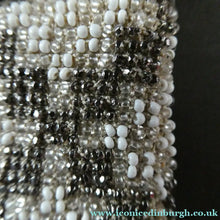 Load image into Gallery viewer, Vintage WHITE Art Deco Beaded Evening Bag with Chrome Clasp and Chain Handles; 1930s
