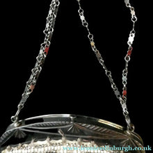 Load image into Gallery viewer, Vintage WHITE Art Deco Beaded Evening Bag with Chrome Clasp and Chain Handles; 1930s
