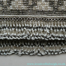 Load image into Gallery viewer, Vintage WHITE Art Deco Beaded Evening Bag with Chrome Clasp and Chain Handles; 1930s
