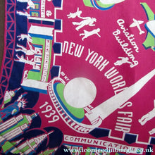 Load image into Gallery viewer, Rare 1939 New York International World's Fair Souvenir Art Deco Scarf
