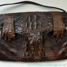 Load image into Gallery viewer, 1940s / 1950s Vintage Genuine Hornback Alligator Handbag with Head and Legs
