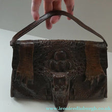 Load image into Gallery viewer, 1940s / 1950s Vintage Genuine Hornback Alligator Handbag with Head and Legs
