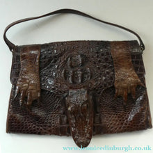 Load image into Gallery viewer, 1940s / 1950s Vintage Genuine Hornback Alligator Handbag with Head and Legs

