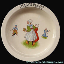 Load image into Gallery viewer, 1940s BABY'S PLATE or BOWL. Charming Dish with Cute Images of Dutch Children
