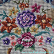 Load image into Gallery viewer, Vintage 1940s British PETIT POINT Beige Tapestry Handbag or Evening Bag with Pink Roses Design. Good Condition
