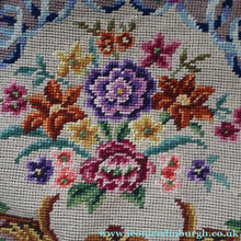Load image into Gallery viewer, Vintage 1940s British PETIT POINT Beige Tapestry Handbag or Evening Bag with Pink Roses Design. Good Condition
