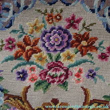 Load image into Gallery viewer, Vintage 1940s British PETIT POINT Beige Tapestry Handbag or Evening Bag with Pink Roses Design. Good Condition
