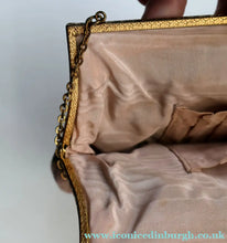 Load image into Gallery viewer, Vintage 1940s British PETIT POINT Beige Tapestry Handbag or Evening Bag with Pink Roses Design. Good Condition
