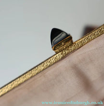 Load image into Gallery viewer, Vintage 1940s British PETIT POINT Beige Tapestry Handbag or Evening Bag with Pink Roses Design. Good Condition
