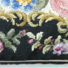 Load image into Gallery viewer, Vintage 1940s PETIT POINT Tapestry Handbag or Evening Bag with Pink Roses Design. Excellent Condition
