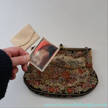 Load image into Gallery viewer, Vintage 1940s British PETIT POINT Tapestry Handbag or Evening Bag with Pink Roses Design. Excellent Condition - Vintage
