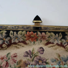 Load image into Gallery viewer, Vintage 1940s British PETIT POINT Tapestry Handbag or Evening Bag with Pink Roses Design. Excellent Condition - Vintage
