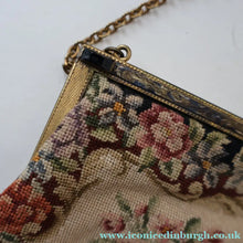 Load image into Gallery viewer, Vintage 1940s British PETIT POINT Tapestry Handbag or Evening Bag with Pink Roses Design. Excellent Condition - Vintage
