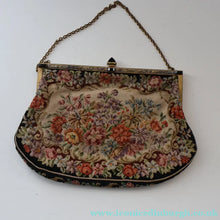 Load image into Gallery viewer, Vintage 1940s British PETIT POINT Tapestry Handbag or Evening Bag with Pink Roses Design. Excellent Condition - Vintage
