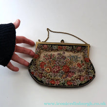 Load image into Gallery viewer, Vintage 1940s British PETIT POINT Tapestry Handbag or Evening Bag with Pink Roses Design. Excellent Condition - Vintage
