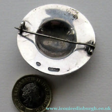 Load image into Gallery viewer, 1940s Scottish Celtic Brooch Targe Design after Alexander Ritchie. Glassgow Hallmark
