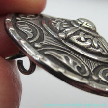 Load image into Gallery viewer, 1940s Scottish Celtic Brooch Targe Design after Alexander Ritchie. Glassgow Hallmark
