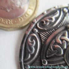 Load image into Gallery viewer, 1940s Scottish Celtic Brooch Targe Design after Alexander Ritchie. Glassgow Hallmark
