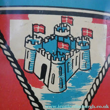 Load image into Gallery viewer, Vintage 1940s Child's Tin Drum / Decorator's Item with Victory in Europe Motif
