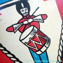 Load image into Gallery viewer, Vintage 1940s Child's Tin Drum / Decorator's Item with Victory in Europe Motif
