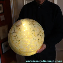 Load image into Gallery viewer, 1940s Glass Hanging Goldfish Bowl or Flycatcher Lampshade. Mottled Marble Effect - British Glass

