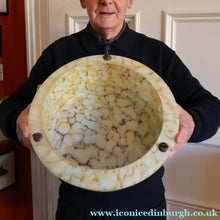 Load image into Gallery viewer, 1940s Glass Hanging Goldfish Bowl or Flycatcher Lampshade. Mottled Marble Effect - British Glass
