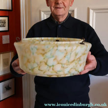 Load image into Gallery viewer, 1940s Glass Hanging Goldfish Bowl or Flycatcher Lampshade. Mottled Marble Effect - British Glass
