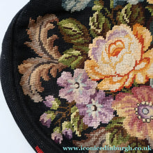 Load image into Gallery viewer, Larger Vintage 1940s British PETIT POINT Tapestry Handbag or Evening Bag with Pink Roses Design. Excellent Condition
