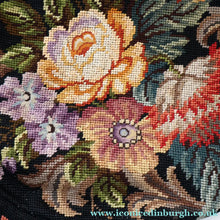 Load image into Gallery viewer, Larger Vintage 1940s British PETIT POINT Tapestry Handbag or Evening Bag with Pink Roses Design. Excellent Condition
