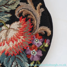 Load image into Gallery viewer, Larger Vintage 1940s British PETIT POINT Tapestry Handbag or Evening Bag with Pink Roses Design. Excellent Condition
