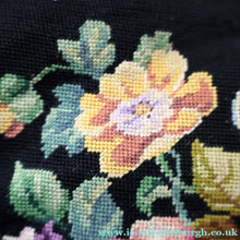 Load image into Gallery viewer, Larger Vintage 1940s British PETIT POINT Tapestry Handbag or Evening Bag with Pink Roses Design. Excellent Condition
