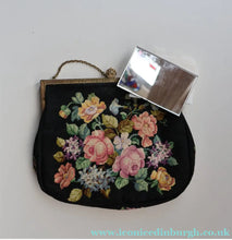 Load image into Gallery viewer, Larger Vintage 1940s British PETIT POINT Tapestry Handbag or Evening Bag with Pink Roses Design. Excellent Condition

