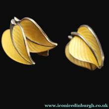Load image into Gallery viewer, Vintage 1940s NORWEGIAN Silver Enamel LEAF Ear-Rings: LINDRUP &amp; EGNER
