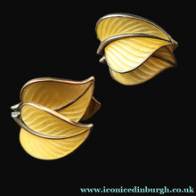 Load image into Gallery viewer, Vintage 1940s NORWEGIAN Silver Enamel LEAF Ear-Rings: LINDRUP &amp; EGNER
