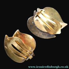 Load image into Gallery viewer, Vintage 1940s NORWEGIAN Silver Enamel LEAF Ear-Rings: LINDRUP &amp; EGNER
