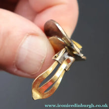 Load image into Gallery viewer, Vintage 1940s NORWEGIAN Silver Enamel LEAF Ear-Rings: LINDRUP &amp; EGNER 
