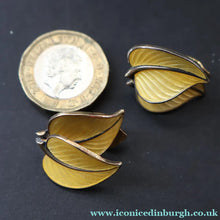 Load image into Gallery viewer, Vintage 1940s NORWEGIAN Silver Enamel LEAF Ear-Rings: LINDRUP &amp; EGNER
