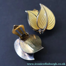 Load image into Gallery viewer, Vintage 1940s NORWEGIAN Silver Enamel LEAF Ear-Rings: LINDRUP &amp; EGNER

