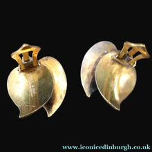 Load image into Gallery viewer, Vintage 1940s NORWEGIAN Silver Enamel LEAF Ear-Rings: LINDRUP &amp; EGNER
