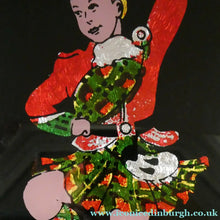 Load image into Gallery viewer, 1940s Pair of Vintage FOIL ART Pictures Featuring a Dancing Couple: A Scotsman and Gir 
