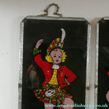 Load image into Gallery viewer, 1940s Pair of Vintage FOIL ART Pictures Featuring a Dancing Couple: A Scotsman and Gir

