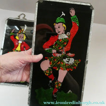 Load image into Gallery viewer, 1940s Pair of Vintage FOIL ART Pictures Featuring a Dancing Couple: A Scotsman and Gir
